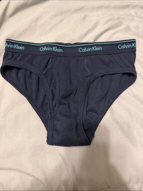 Calvin Klein Navy Briefs with Teal Waistband Logo